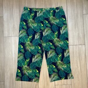 d&co Beach Tropical Pants Womens 2X Palm Leaf Print Stretch Pull On